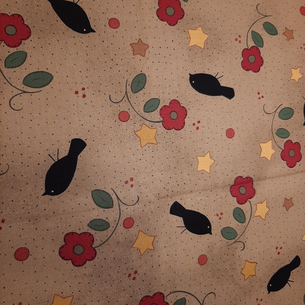 Crows Ravens Flowers Stars Ravenswood by Lydia Tan Cotton Fabric 1.5 Yards
